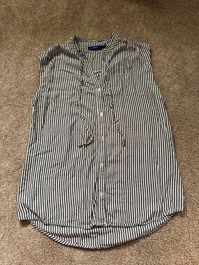 Apt 9 Black & White Striped Tie-Neck Sleeveless Top xs